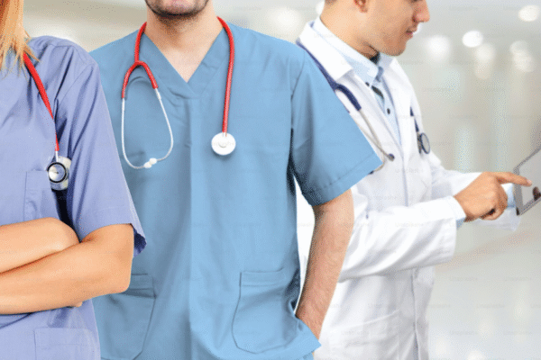 Hospital staff standing
