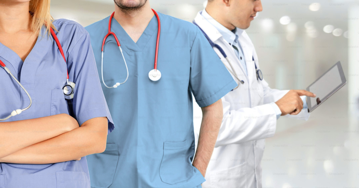 Hospital staff standing