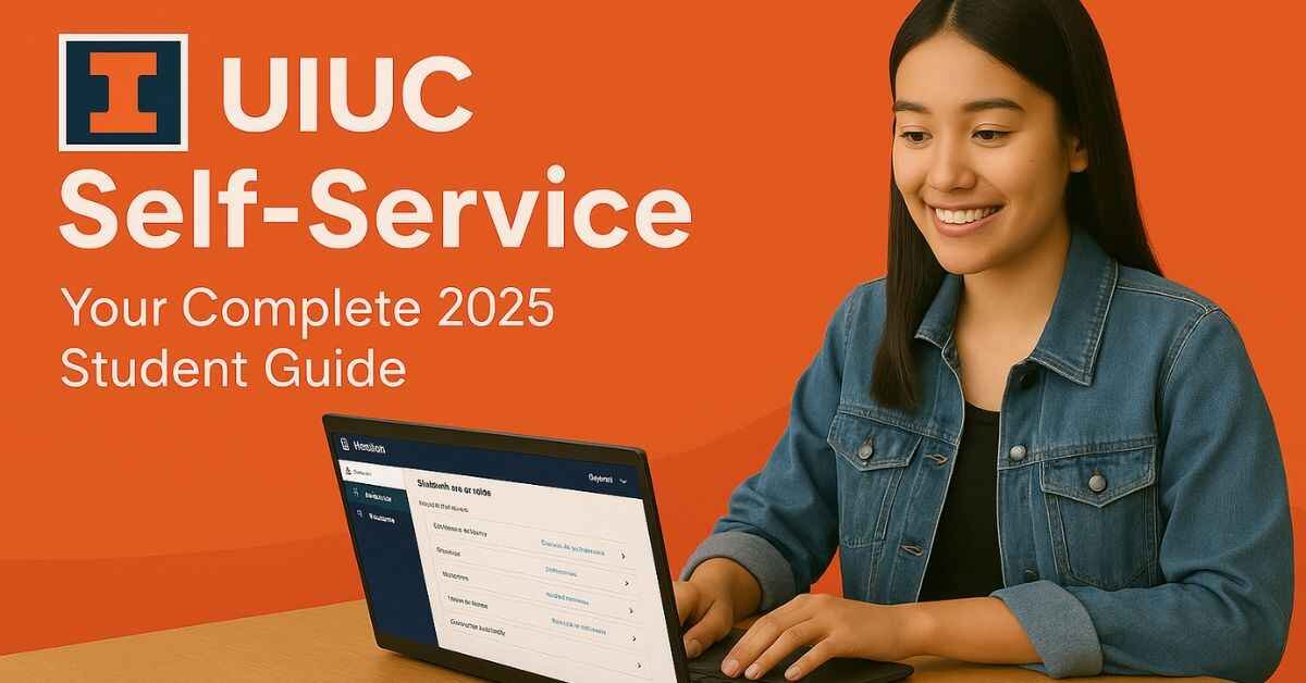 a girl using laptop with uiuc self service