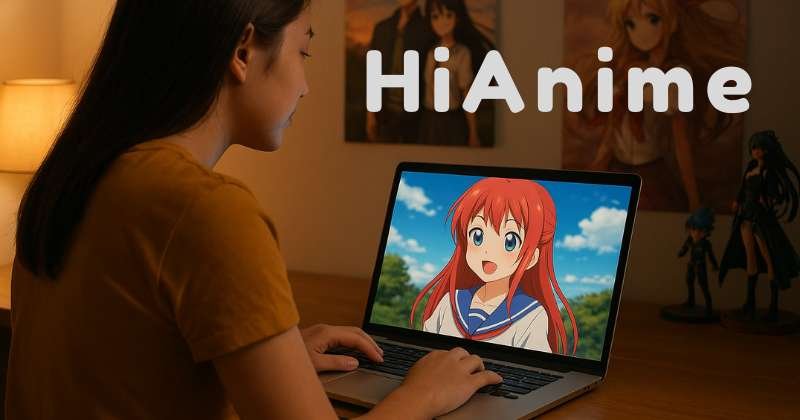 Women watching HiAnime on her laptop
