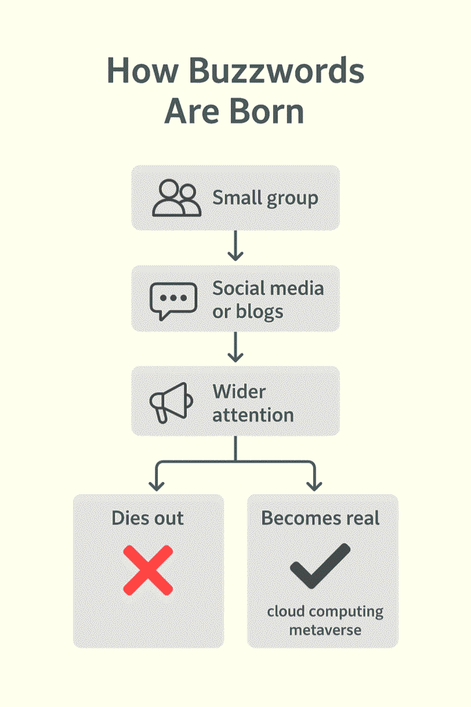 Ontpeconomy Explained: Hype, Facts, and Future Potential 2 Infographic Of How Buzzwords Are Born