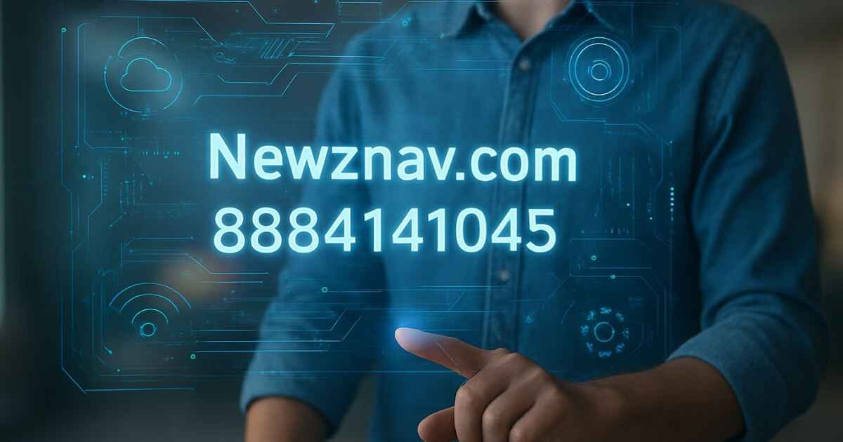 Man Interacting with Digital Holographic Interface with heading Newznav.com 8884141045