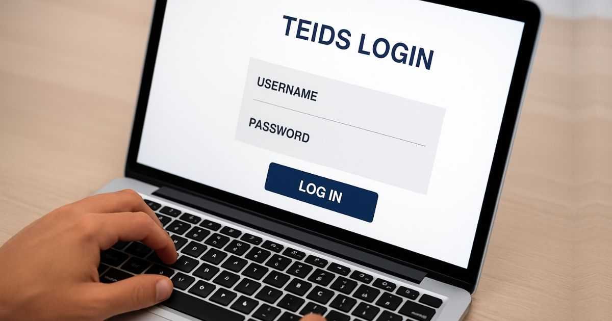TEIDS Login Interface On Laptop Screen And Man hand doing Login on it