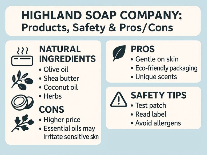 Is Highland Soap Company Worth It? Pros, Cons & Shocking Facts 2 Highland Soap Company products pros and cons, safety tips, natural ingredients and eco-friendly packaging chart.