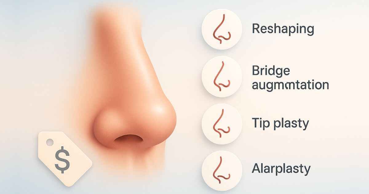 How much is a nose job - types, cost, and recovery infographic for rhinoplasty guide