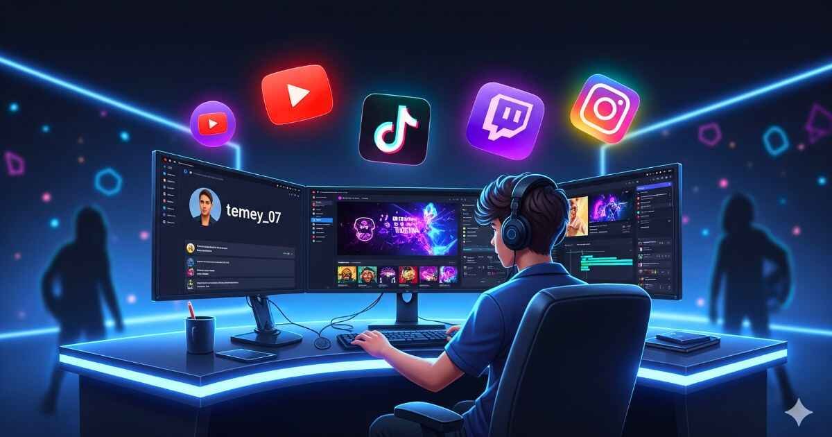 image showing the digital persona of temey_07 across social media and gaming platforms