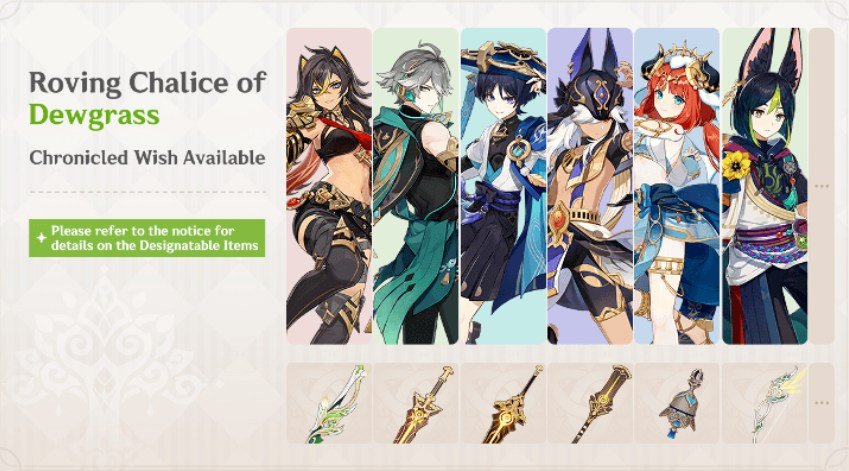 Genshin Impact’s Upcoming 6.0 Banners 55 The Version 6.0 Sumeru Chronicled Wish Banner