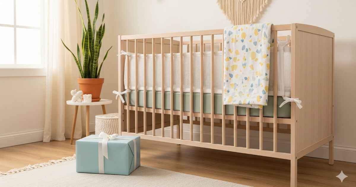 baby bedding and crib bumper pads gift idea in modern nursery