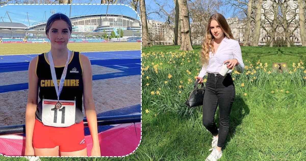 Emily May Owen is walking stylishly on the grass, and in one of the square frames, she is wearing a medal she received in 2018.