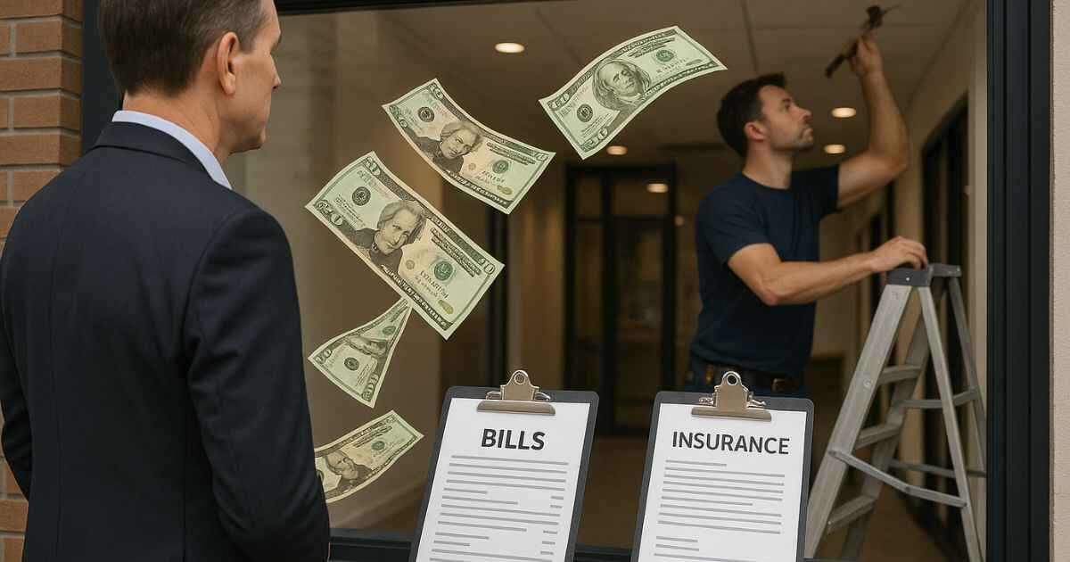 Realistic 3D illustration of the Single Tenant Triple Net Lease Game showing landlord passive income and tenant responsibilities, including rent, bills, and maintenance.