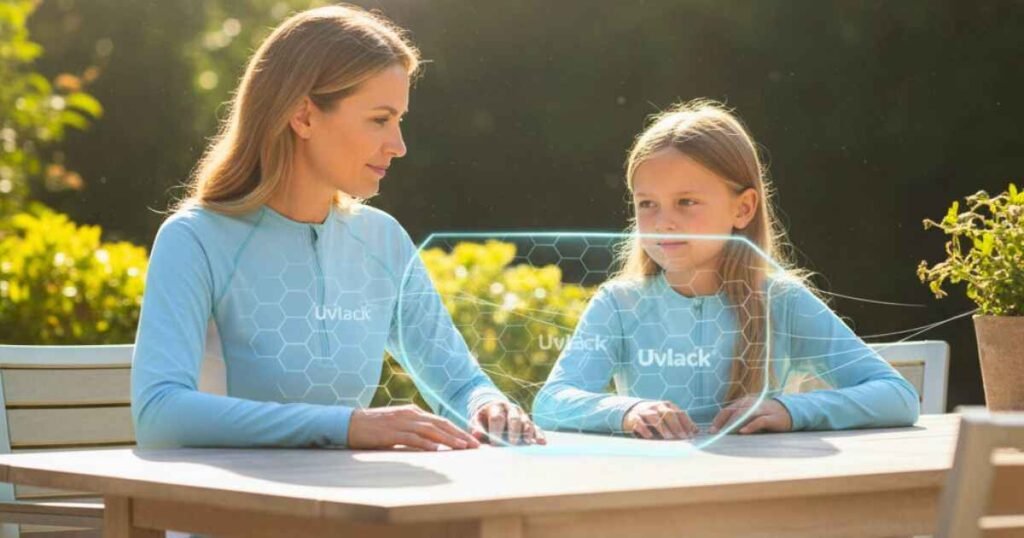 Uvlack Explained: Hidden Truths About Sun Protection 3 Realistic image showing Uvlack protecting skin, clothing, and furniture from harmful UV rays.
