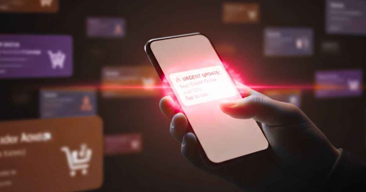 Push notification arriving on a smartphone, highlighting timing advantage over traditional ads.