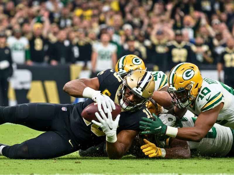 New Orleans Saints vs Green Bay Packers Match Player Stats: Full Breakdown & Key Insights 3 Saints player recovering a fumble against Green Bay Packers, showing key turnovers and special teams impact in match stats.