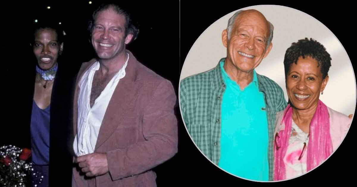 Split image showing Max Gail with his first wife Willie Beir in the early days of their marriage on the left, and a recent photo of both on the right.