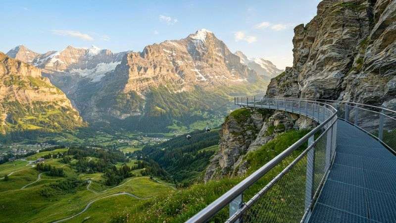 First Cliff Walk in Grindelwald with panoramic Eiger mountain views.